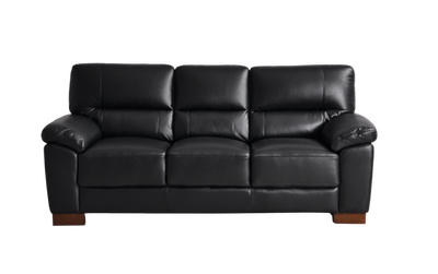 Dalmore Genuine Leather Black 3 Seater Sofa