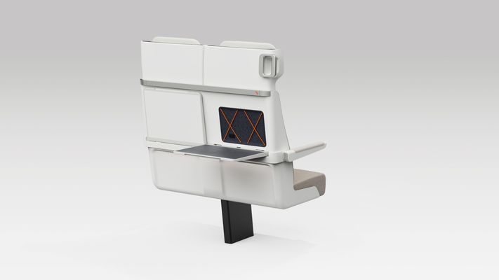 Rear view of ALIZÉ seat with one table open