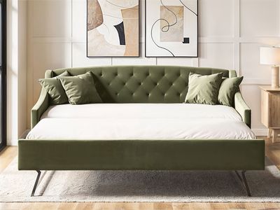 Flair Aurora Daybed with Trundle Khaki Green Velvet