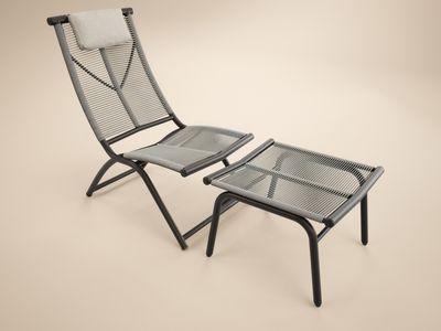 SOLACE+CO Esen Garden Lounge Chair with Footstool Dark Brown