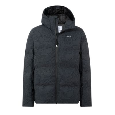 Davos Mens Shower Resistant Insulated Ski Jacket - Black Terrain Print