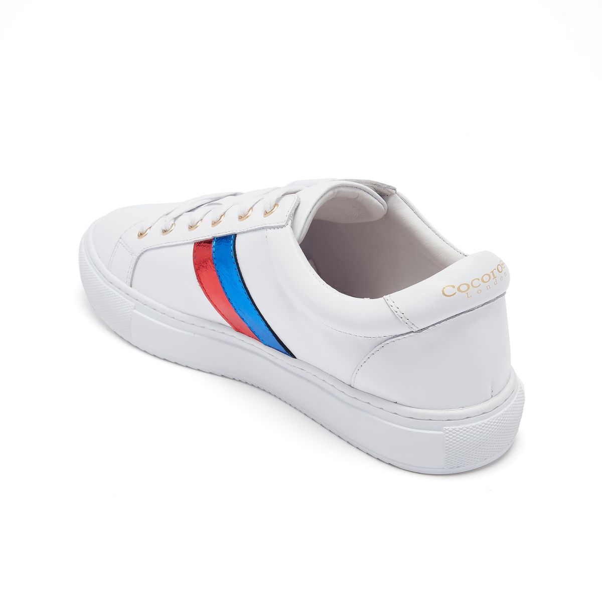 Cocorose London Hoxton Stripes Blue and Red Leather Trainers