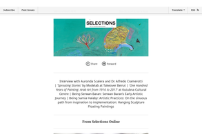 Screencapture of Selections Arts newsletter
