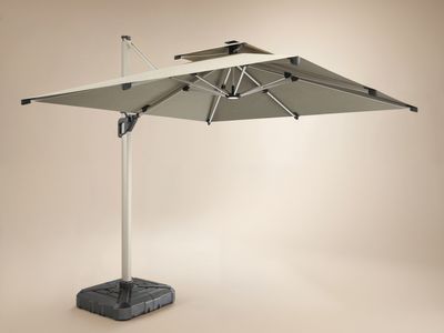 SOLACE+CO Soleil 3m Square Garden Parasol with Solar LED Lights Beige