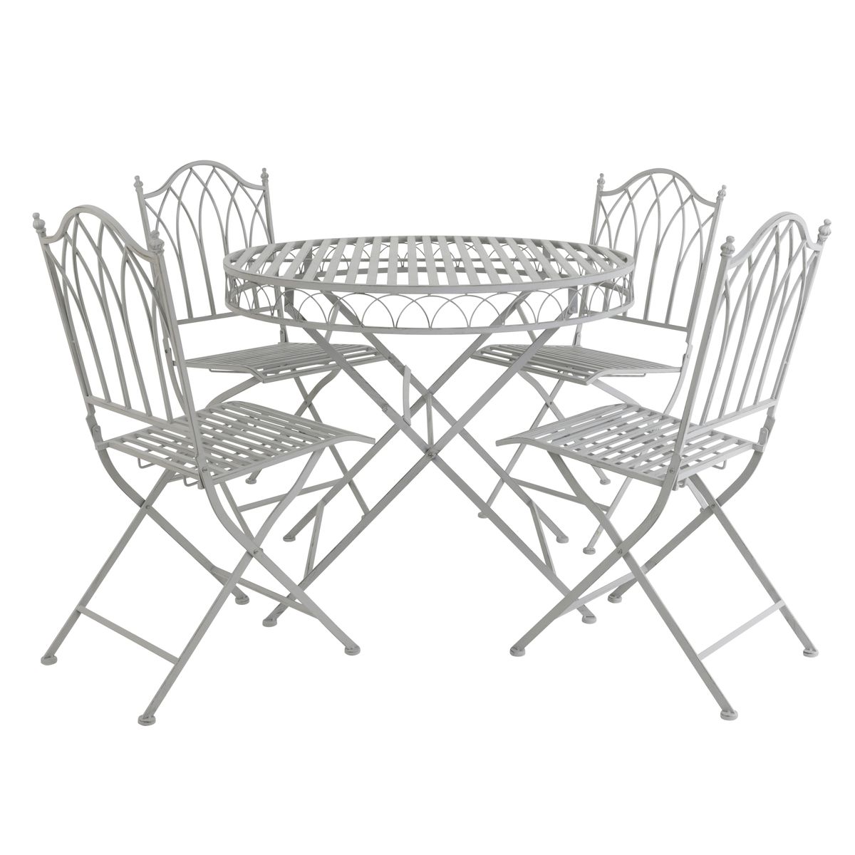 Grey Decorative Rustic Metal 4 Seater Garden Bistro Set