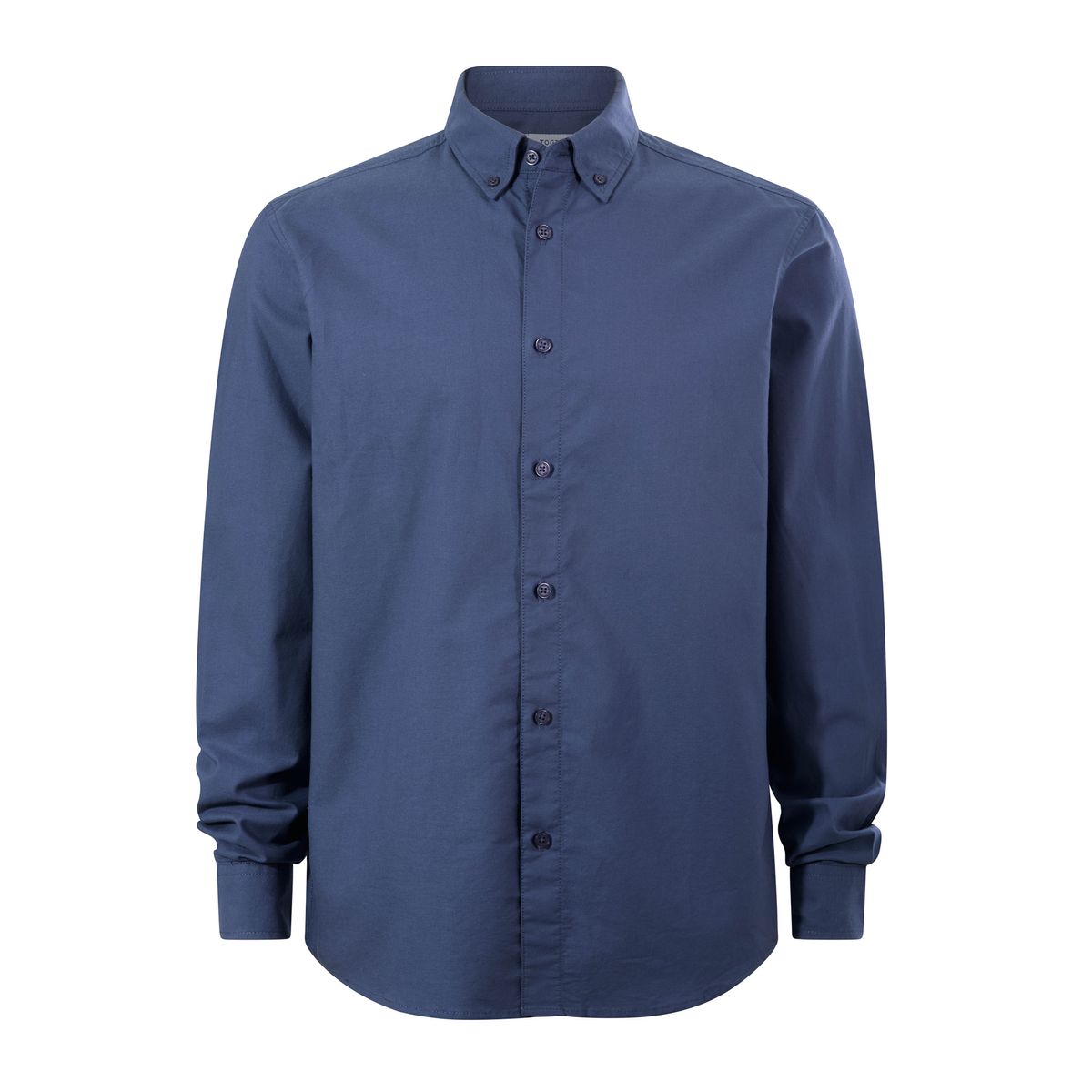 Barry Mens Long Sleeved Cotton Oxford Shirt - Smokey Blue