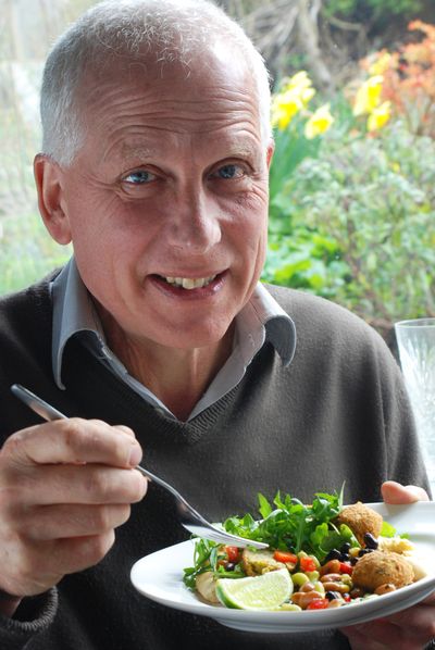 Man eating a vegetarian meal