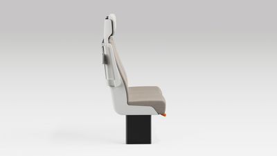 Side profile of a pair of ALIZÉ rail seats with arms raised.