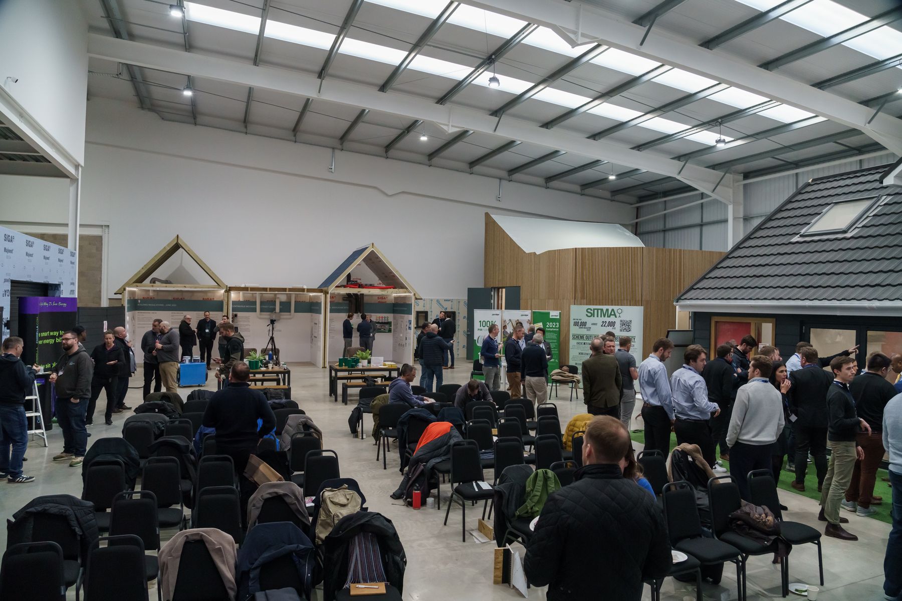 Attendees gathering at BCTA's The Future of Airtightness conference, Building Performance Hub, High Wycombe