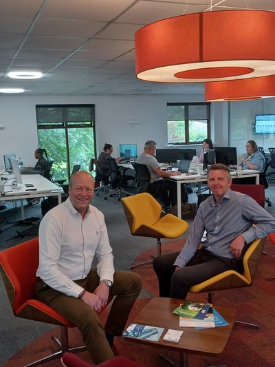 Roger Gaunt and Paul Howley (the first broker from the Gauntlet Brokerage Builder programme) outside the Gauntlet Group HQ in Leeds.