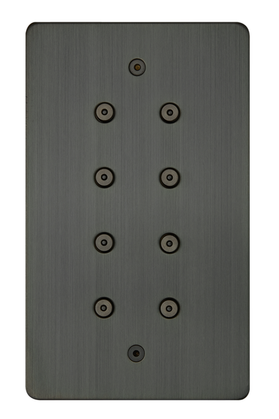 8 gang low-voltage round button vertical keypad switch with LED, Jordan bronze finish