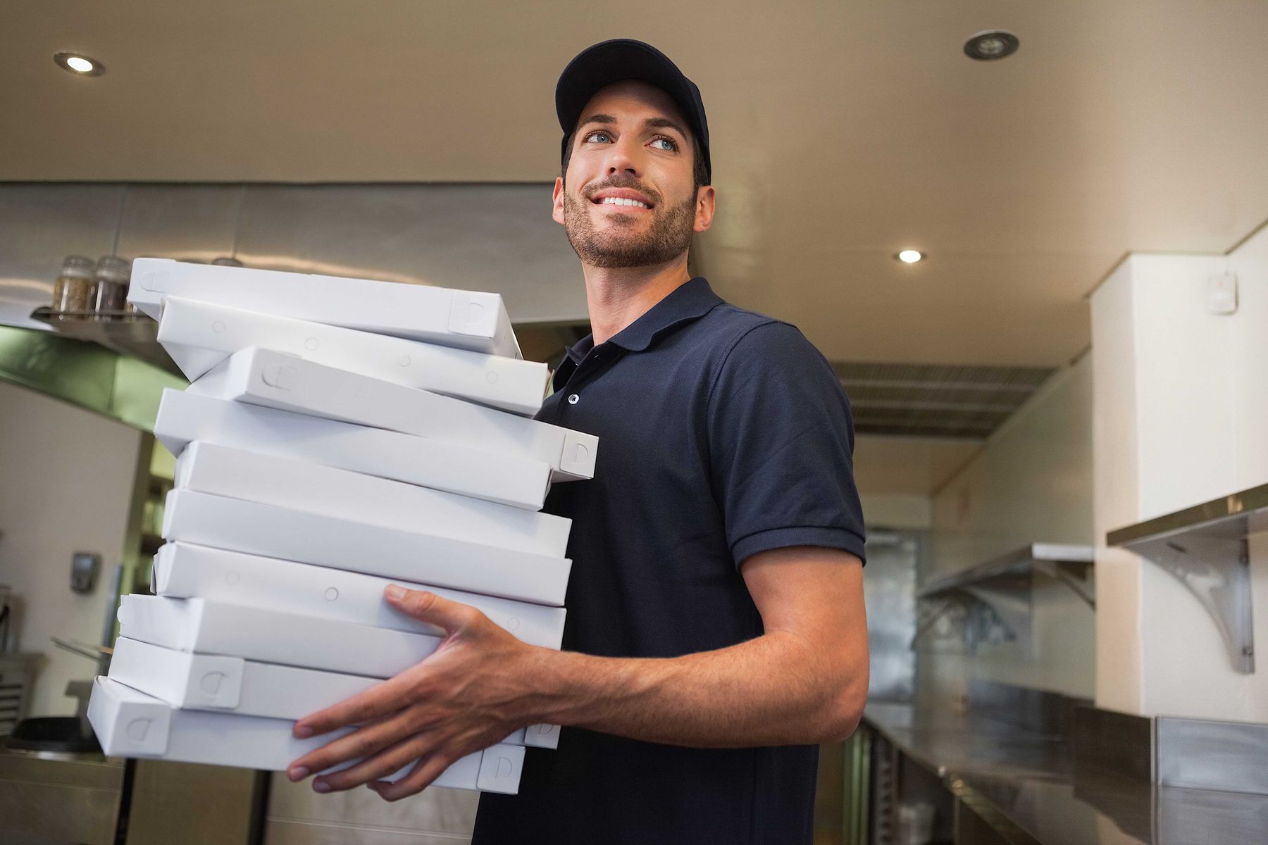 Pizzas prepared and ready for delivery