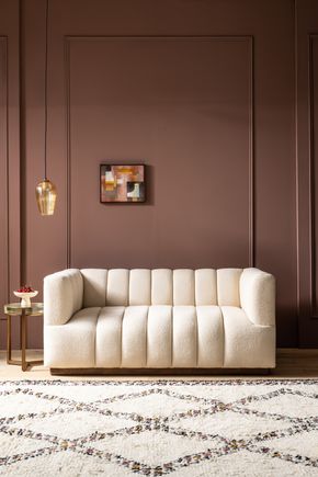 Sloane Fluted 2-Seat Sofa In Natural Boucle
