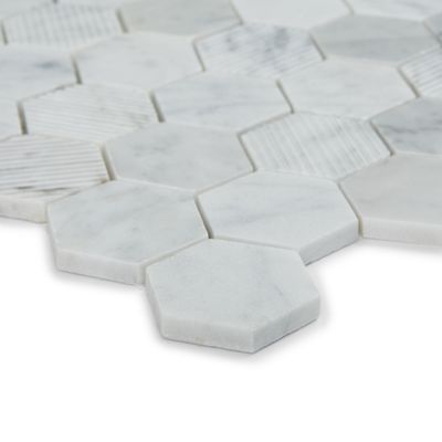 Fairmont Carrara Marble Hexagon Mosaic Tiles