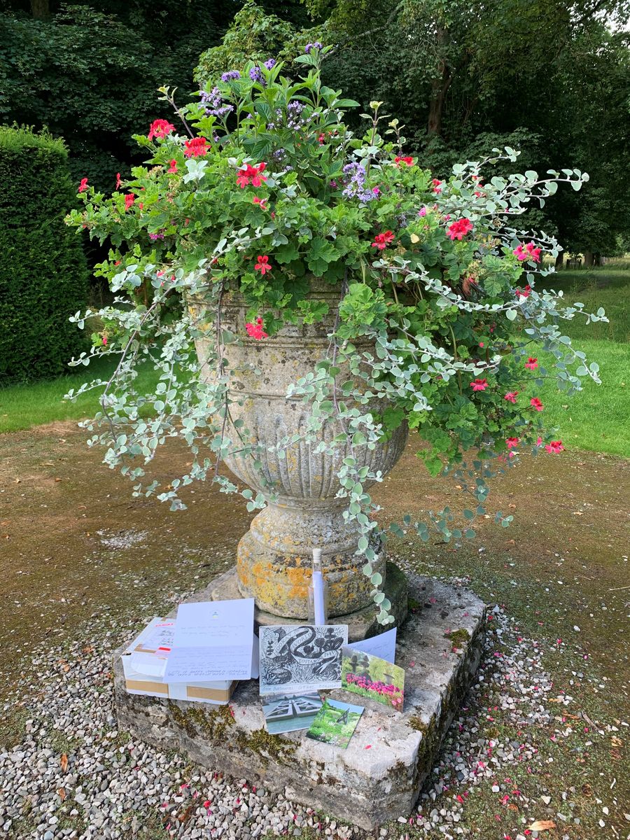 Items from the Topiary Message in a Bottle initiative carried out by Levens Hall and Gardens in 2024