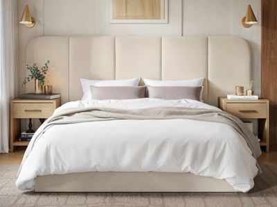 Solace+Co Sienna Hotel Ottoman Bed Cream Velvet