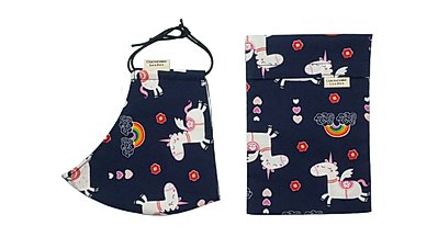 Navy Unicorns children's face mask from Cocorose London