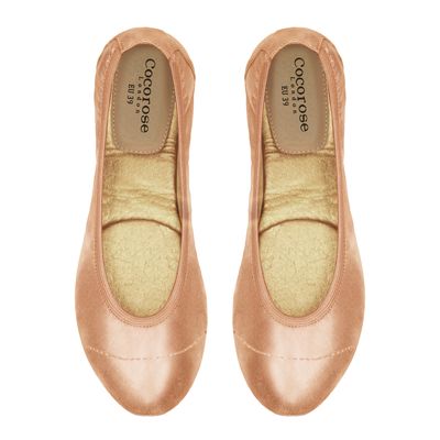 Barbican Rose Gold Shimmer Ballerina Pumps by Cocorose London