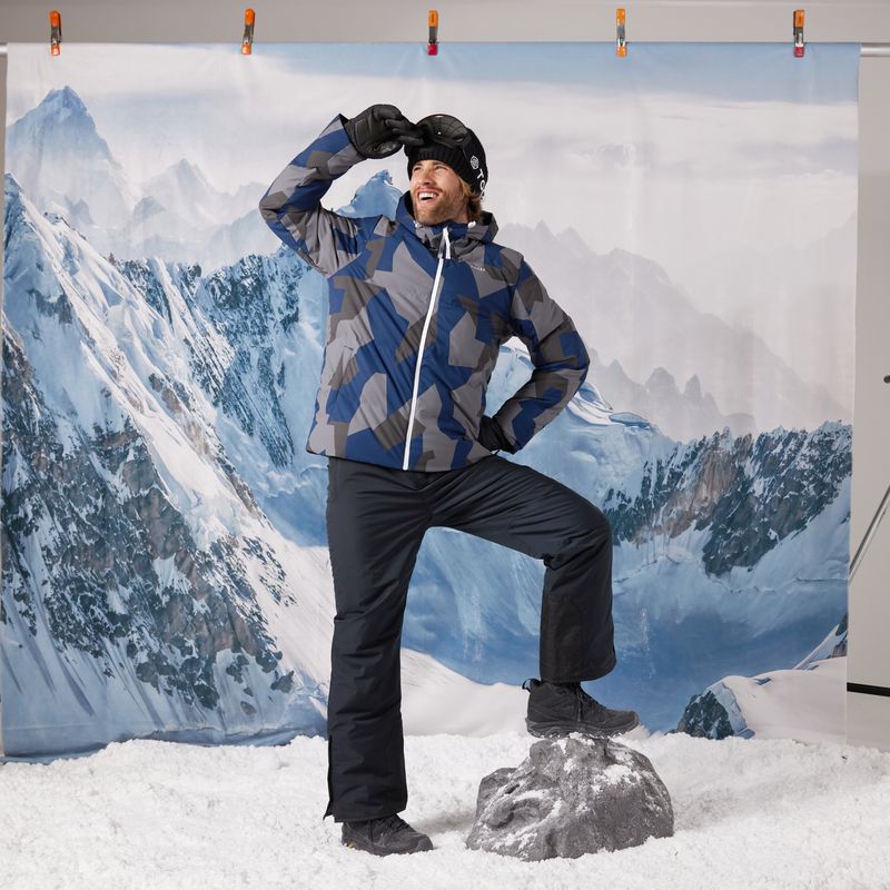 Davos Mens Shower Resistant Insulated Ski Jacket - Blue Geo Camo Print