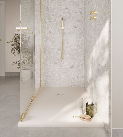ARYSTO Stone Rectangle Shower Tray in Natural Sand