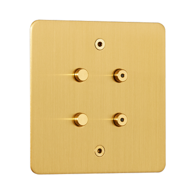 4 gang low-voltage round button keypad switch, 2 buttons with LED, satin brass