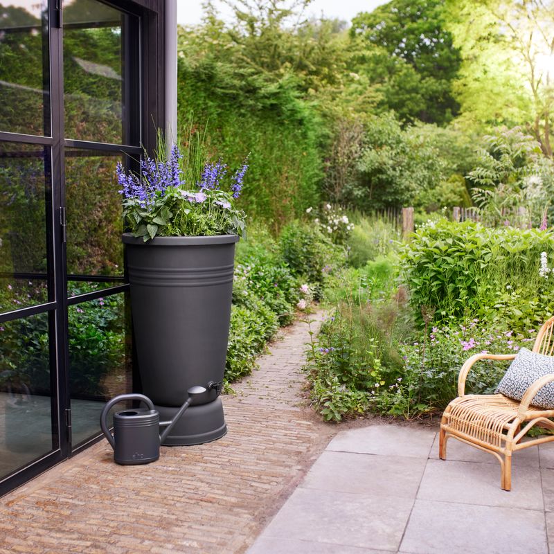 green basics rainbarrel plus 200ltr living black