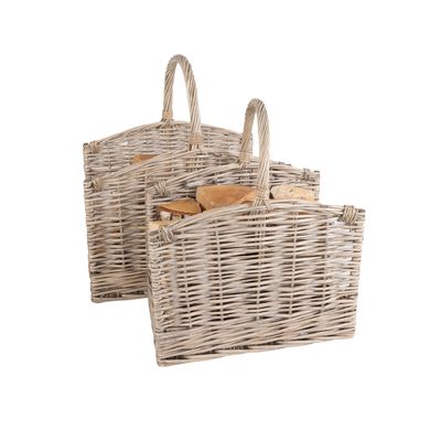 Snug Set Of Two Open Ended Wicker Log Baskets