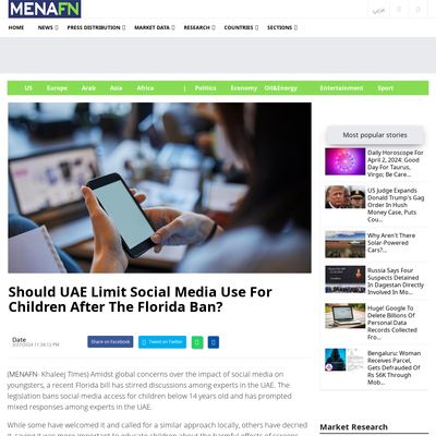 Screencapture of MENAFN