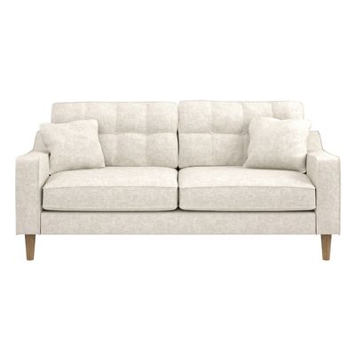Solace+Co Jude 3 Seater Midcentury Beige Fabric Sofa