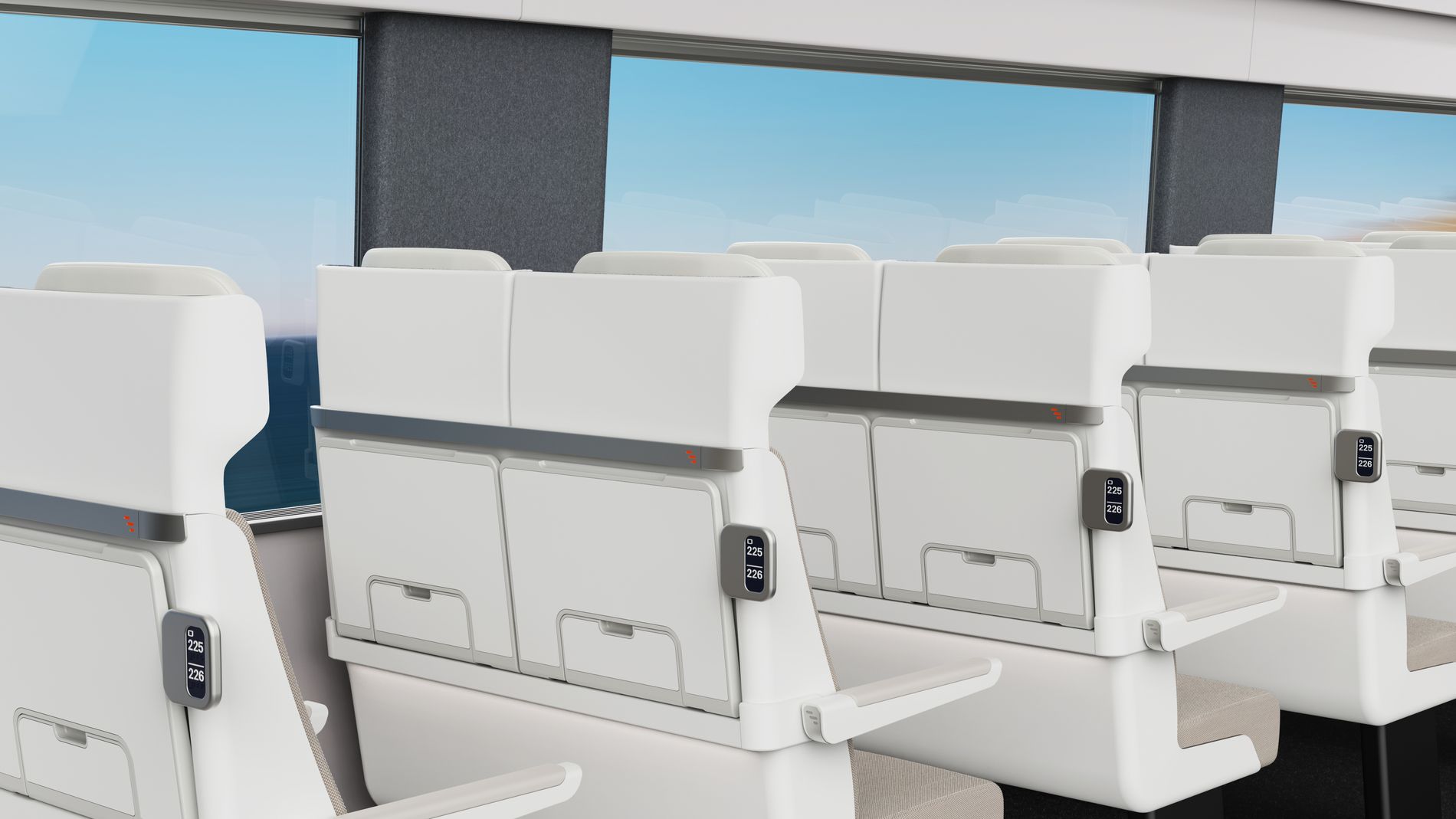 Image showing view of the backs of the ALIZÉ rail seat. 