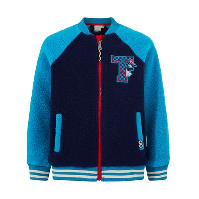 Aberfield Shaun the Sheep Kids Sherpa Varsity Bomber Jacket - Night Blue/Bondi Blue