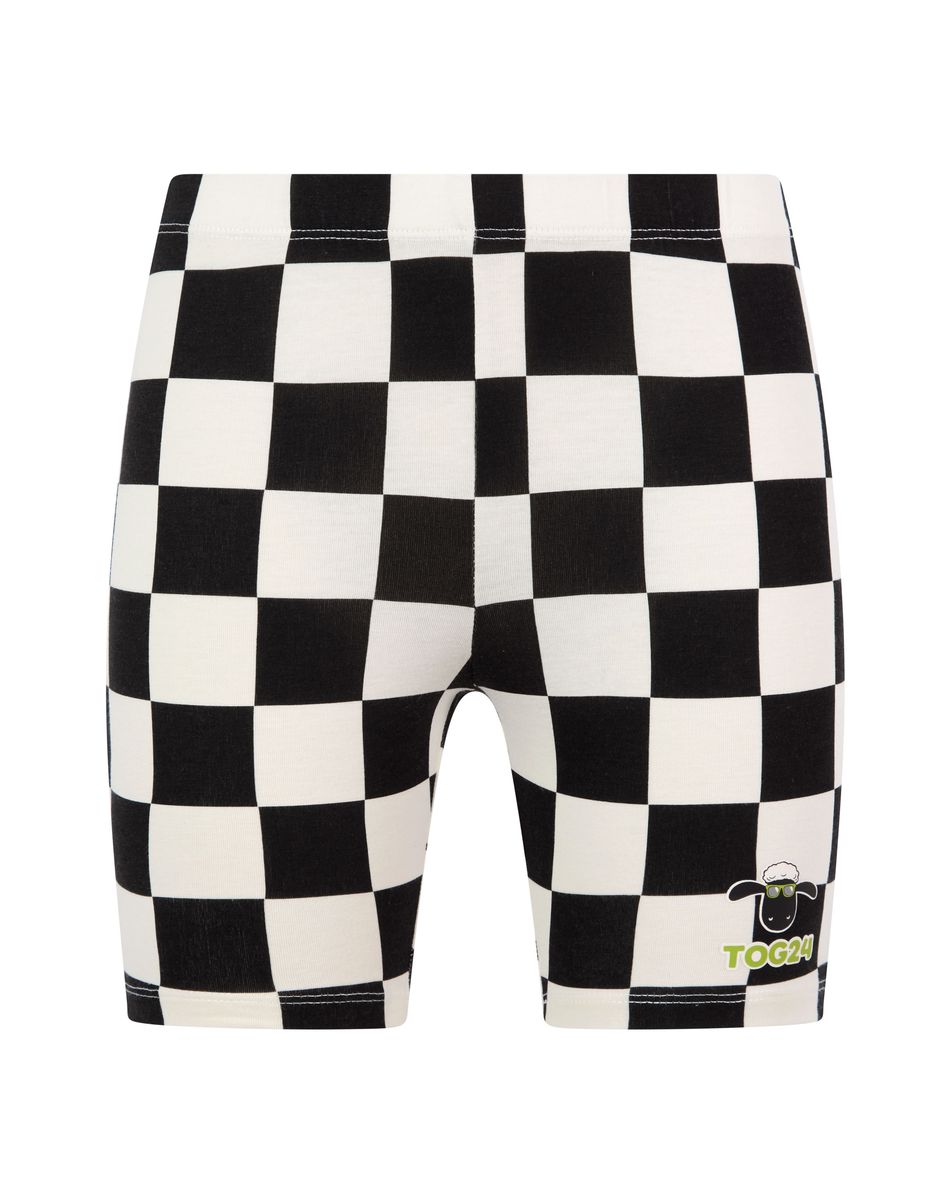 Altay Kids Shaun the Sheep Cycling Short - Black Woolly Checkerboard