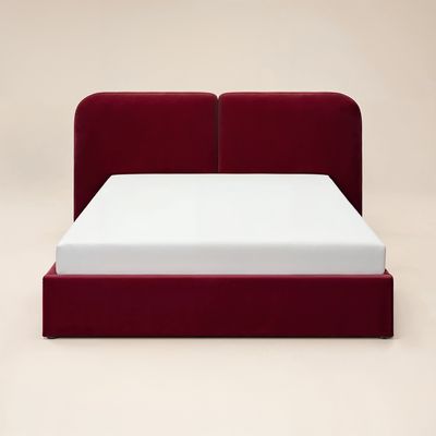 Solace+Co Lena Ottoman Bed Burgundy Velvet