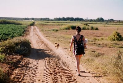 Woman backpacker in the Cape area of South Africa