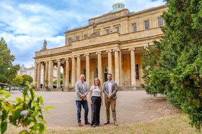 Left to right - Mike Napier, Jessica Brewster and James Baker outside the Pittville Pump Room