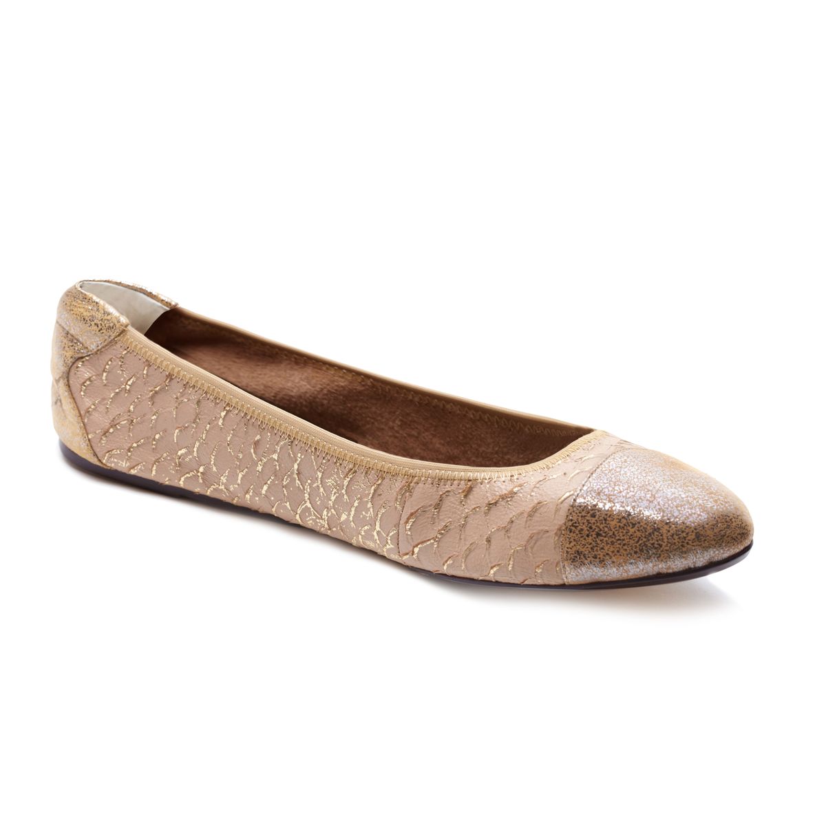 Putney - nude and champagne ballerina pump
