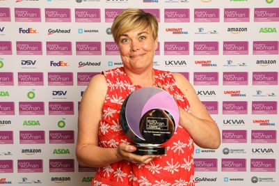 Rebecca Hall, MD of HH Driveright, with the  Tech Innovator Award at the everywoman in Transport & Logistics Awards 2024.