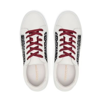 Hoxton White With Black and Silver Leopard Leather Trainers from Cocorose London