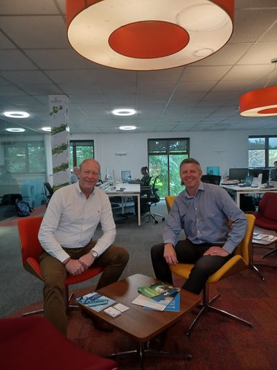 Roger Gaunt and Paul Howley (the first broker from the Gauntlet Brokerage Builder programme) in the Gauntlet Group HQ in Leeds.