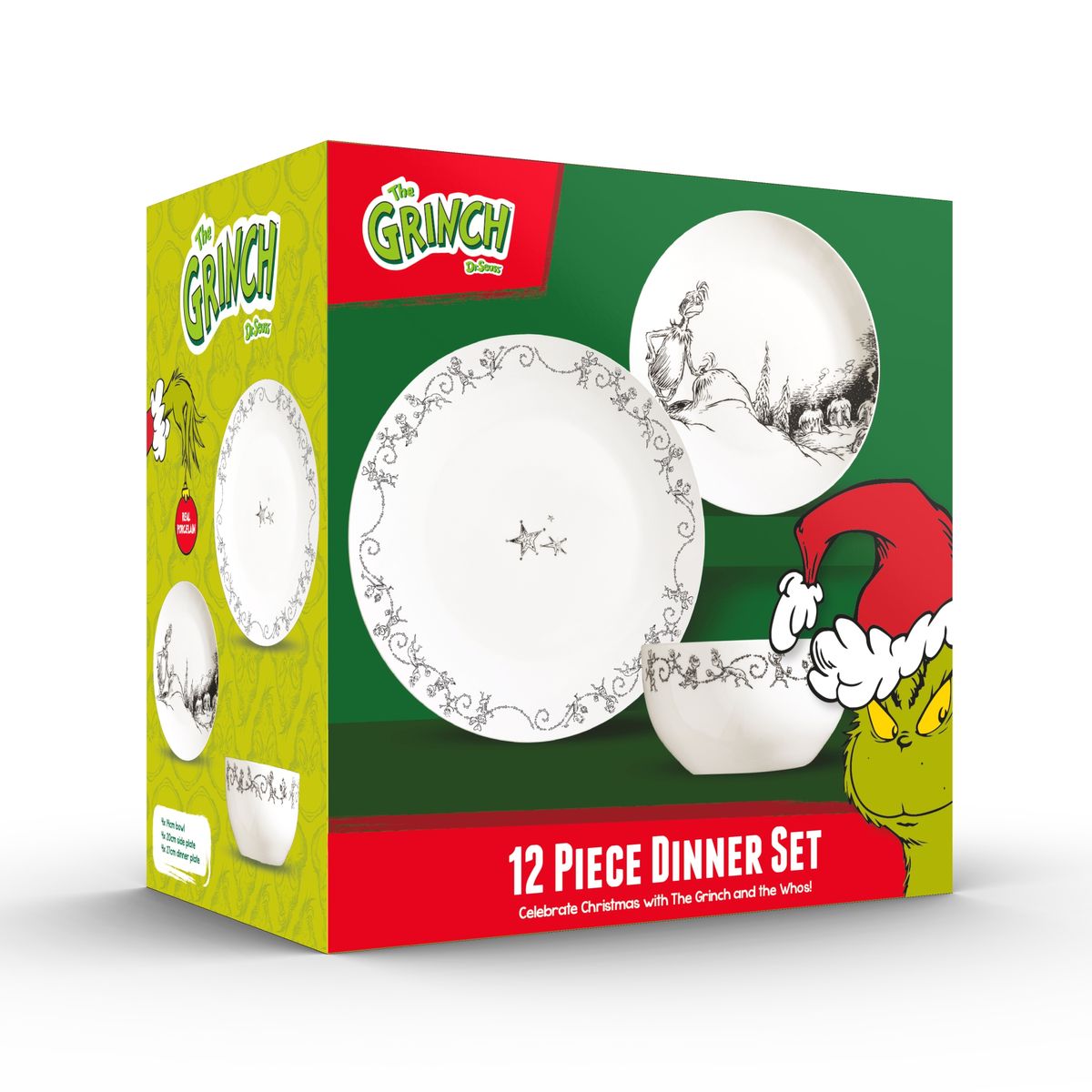 12PCS CLASSIC GRINCH AND MAX DINNER SET 