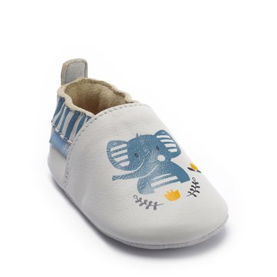 Fable Grey leather elephant baby pram shoes