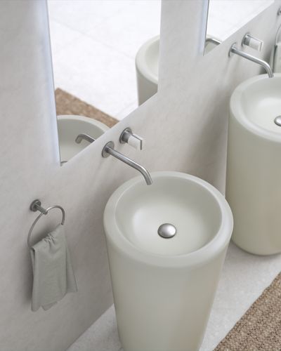 Wall Mounted Basin Tap in Silver Steel