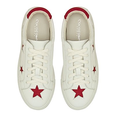 Hoxton White Trainers with Red Stars