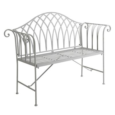Grey Decorative Rustic Metal Garden Bench