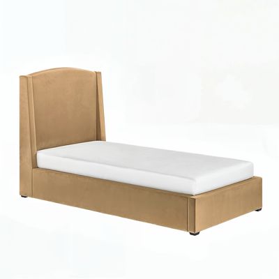 Solace+Co Blaine Single Winged Headboard Ottoman Bed Sand Velvet