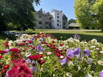 Levens Hall, as viewed from part of the Levens Hall Gardens.