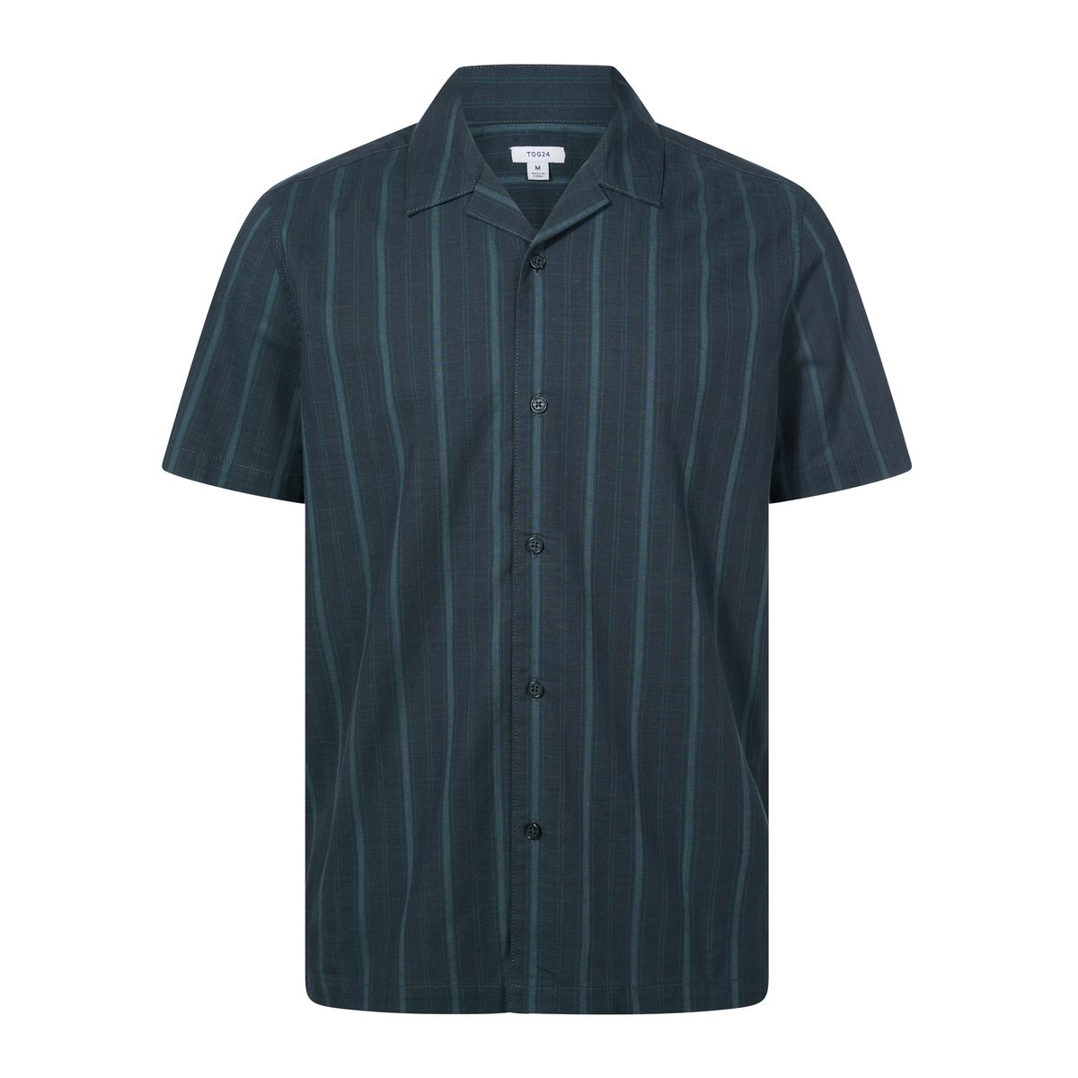 Boldon Mens 100% Cotton Supersoft Short Sleeve Shirt - Dark Indigo Stripe