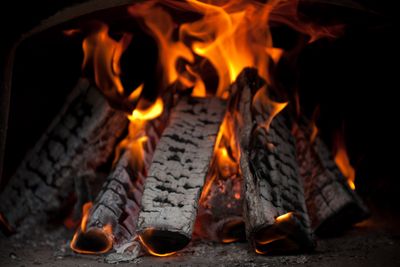 Fire burning in an Orchard Ovens' wood-fired oven by Valoriani
