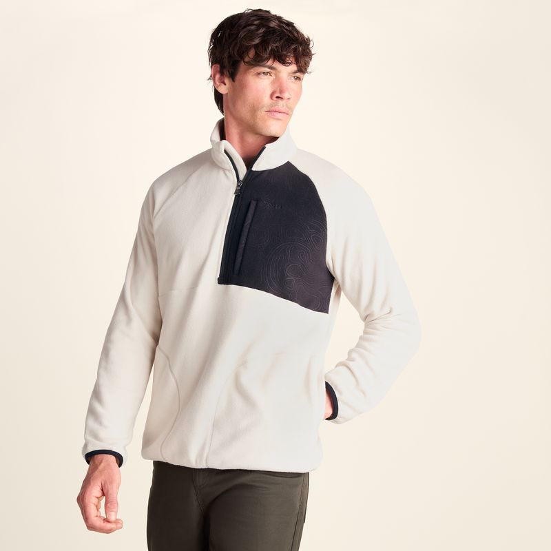 Barker Mens Midweight Microfleece Half Zip Pullover - Buttercream
