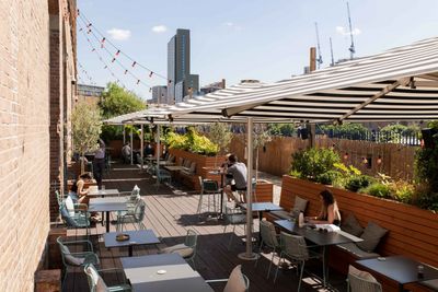 Nova Centre Post Parasol - at Ducie Street Warehouse